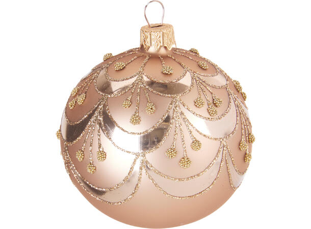Julekule glass med glitter 8cm 2ass Display 12stk. Håndlaget i Ukraina 