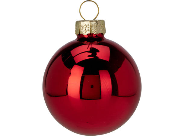 Julekule glass rød 3,5cm 16stk 8 matt + 8 blank i krafteske 