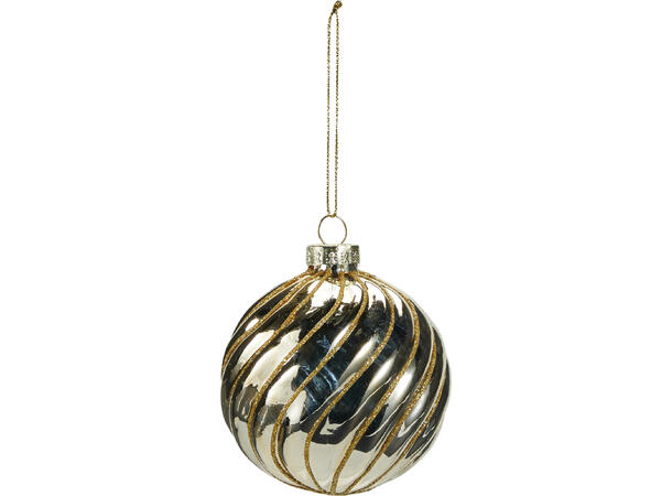 Julekule gull/champagne glass  8cm 3ass Display 12stk Gull topp/snor 