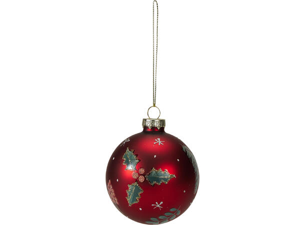 Julekule rød/grønn matt glass 8cm 2ass Display 12stk 