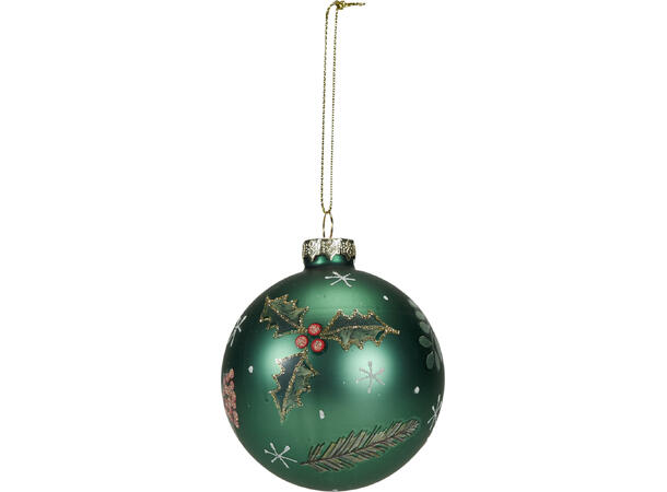 Julekule rød/grønn matt glass 8cm 2ass Display 12stk 