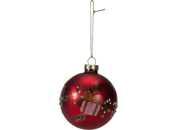 Julekule rød/grønn matt glass 8cm 2ass Display 12stk 