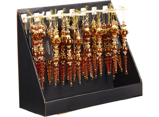 Julepynt gull/amber diamant 17cm 4ass Display 40stk 