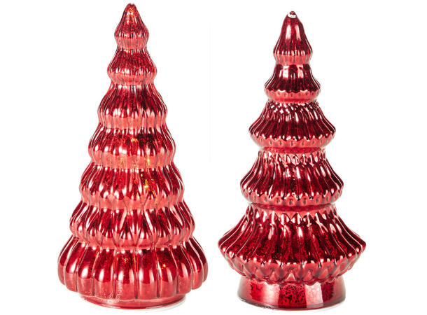 Juletre glass burgunder 10 LED 18cm 2ass Batteri 3xAAA 