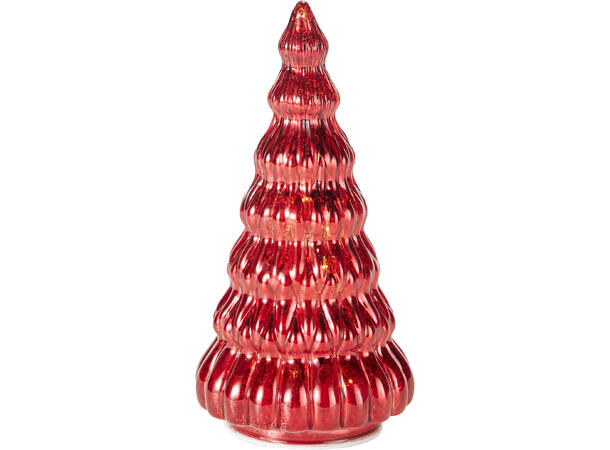 Juletre glass burgunder 10 LED 18cm 2ass Batteri 3xAAA 