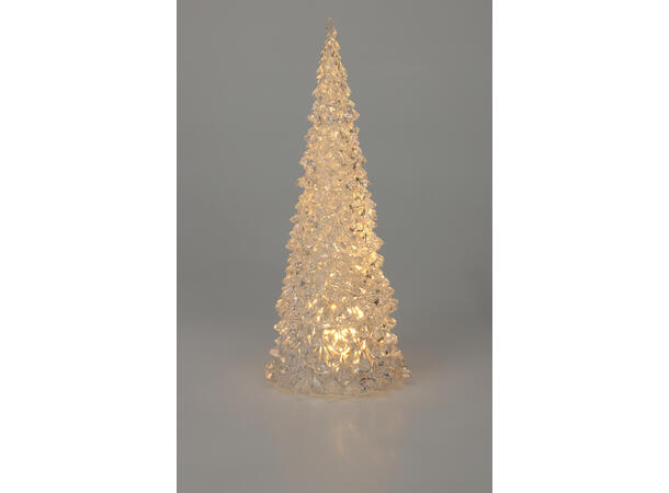 Juletre klar akryl varmhvit LED 21cm Display 12stk Batteri 3xAAA inkl 