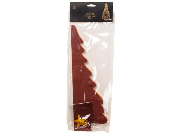 Juletre papir vinrød m/gull/stjerne 30cm 