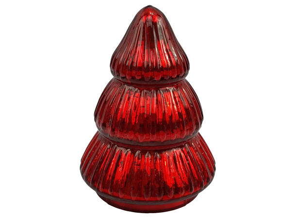 Juletre rød glass 8,5x8,5x11,5cm Forpk 18stk 