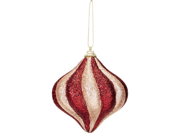 Juletrekule løk burgunder 10cm 2ass Display 12stk Julekuler av polyfoam 