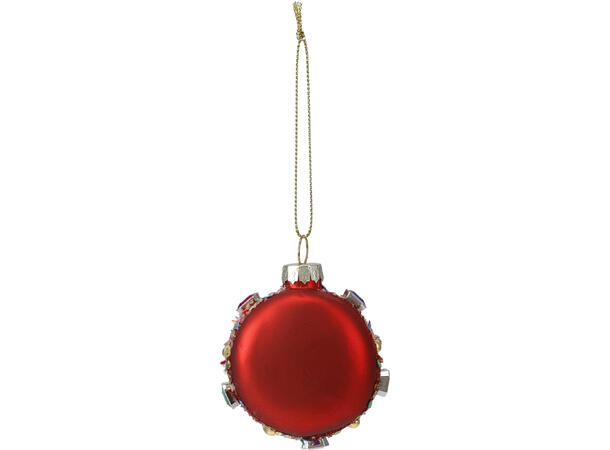 Juletrepynt makron glass 6cm 3stk Gaveeske m/vindu 