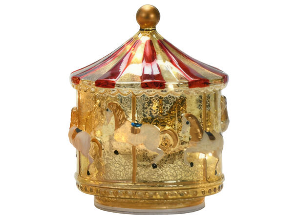 Karusell LED gull glass 15x17,2cm Batteri 3xAA Timer 6timer on/18timer off 