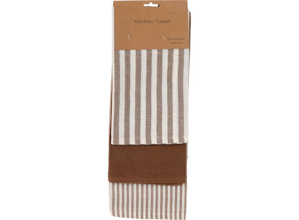 Kjøkkenhåndkle bomull 70x45cm 3ass Farger: sort, brun, sand 