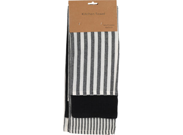 Kjøkkenhåndkle bomull 70x45cm 9ass Farger: sort, brun, sand 