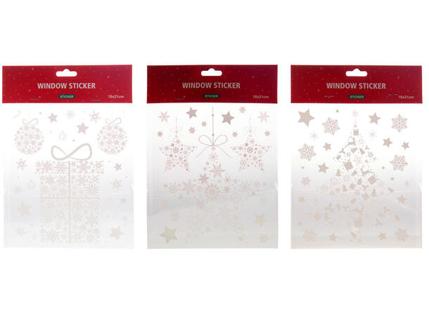 Klistremerke til vindu jul 18x21cm 4ass Display 96stk ass sjablonger 