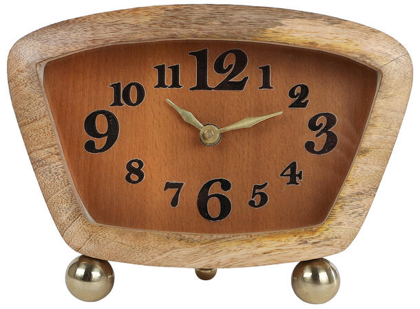 Klokke bord tre/metall 21x6,5x17cm Batteri: 1xAA 