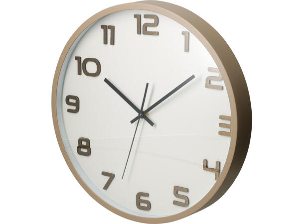 Klokke vegg PP/glass 35cm 2ass grå, sand Batteri: 1xAA ikke inkl 