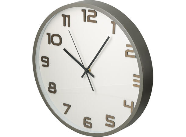Klokke vegg PP/glass 35cm 2ass grå, sand Batteri: 1xAA ikke inkl 