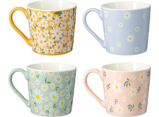 Krus blomsterdesign 9cm 370ml 4ass 