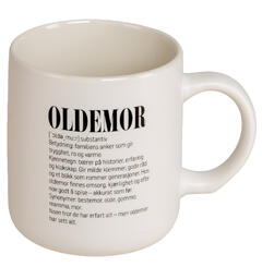 Krus definisjon hvit m/sort Oldemor 330ml 8x9cm 200g