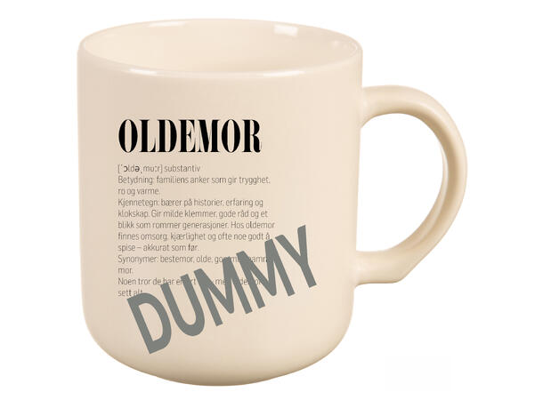 Krus definisjon hvit m/sort Oldemor 330ml 8x9cm 200g 