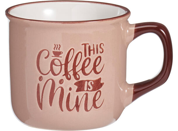 Krus espresso keramikk 10x7,5x6,5cm 4ass 16stk i display. .ed pregede kaffetekst 