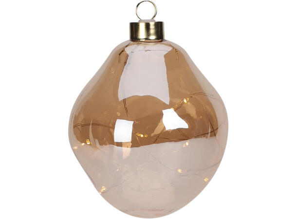 Kule organisk glassform gull LED 10cm Forpk 6stk 3-veis bryter Batt 2xAA ekskl 