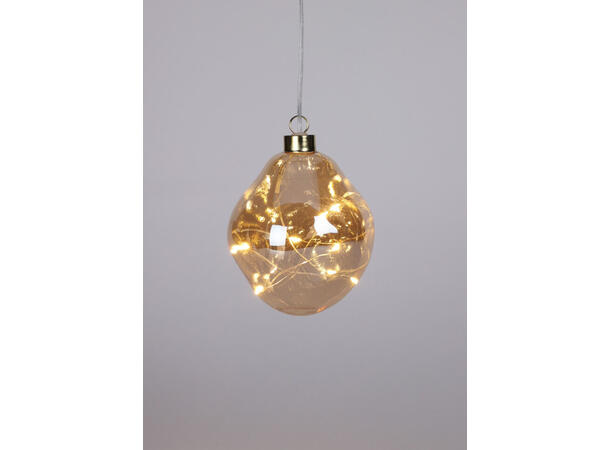 Kule organisk glassform gull LED 10cm Forpk 6stk 3-veis bryter Batt 2xAA ekskl 