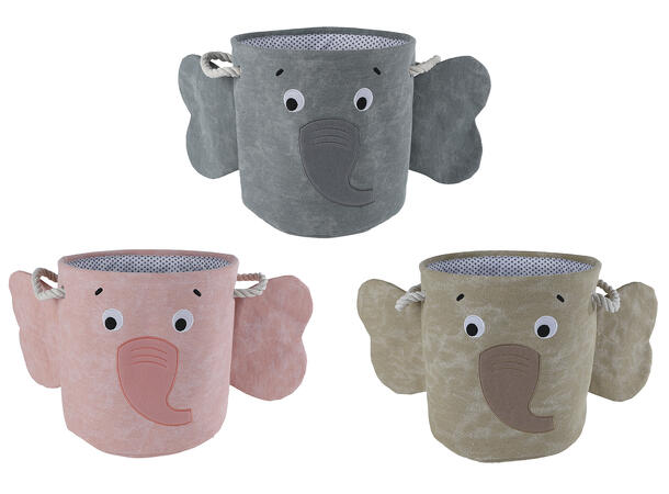 Kurv elefant grå/beige/rosa 30x30cm 3ass Forpk 6stk Baby 