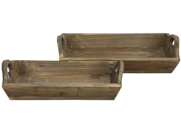 Kurv fat brun avlangt tre s/2 44x26x11cm/50x31,5x11cm 