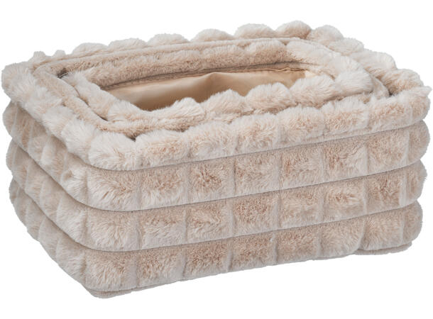 Kurv jordfarger fløyel/pels 6ass s/3 20x14x10cm 24x16x11cm 26x21x12cm 