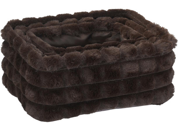Kurv jordfarger fløyel/pels 6ass s/3 20x14x10cm 24x16x11cm 26x21x12cm 