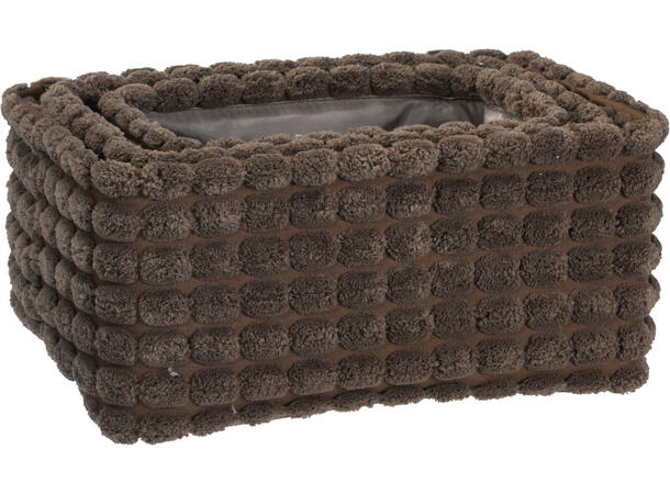 Kurv jordfarger fløyel/pels 6ass s/3 Forpk12 20x14x10cm 24x16x11cm 26x21x12cm 