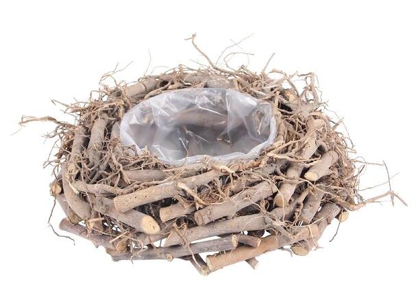 Kurv rund natur flettet tre 35x35x11cm Med plast 
