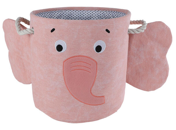Kurv stoff grå/beige/rosa 30x30cm 3ass 