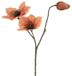 Kvist med blomst oransje PE 56cm