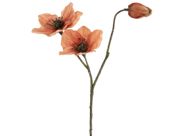 Kvist med blomst oransje PE 56cm 