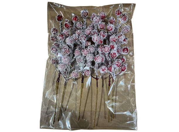 Kvist med røde frosted bær 21x18x5cm 