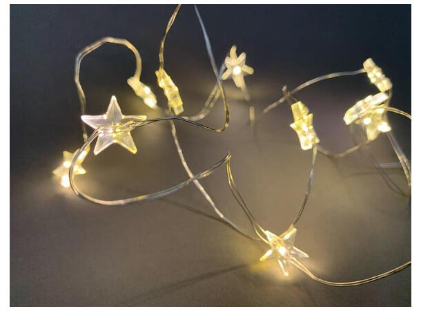 LED Lyslenke 10 varmhvit 100+30cm Batteri: 2xAA. Timer 6t på/18t av 