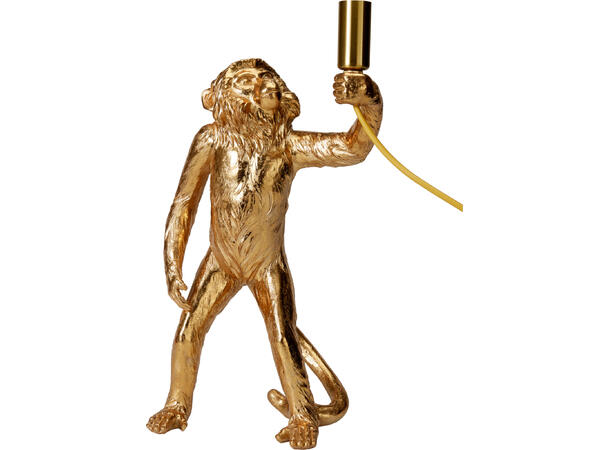 Lampe bord gull ape 23x21x38cm Ledning 180cm m/bryter E14 lyspære 