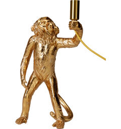 Lampe bord gull ape 23x21x38cm Ledning 180cm m/bryter E14 lyspære