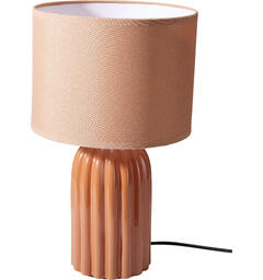 Lampe keramikk stripet brun m/skjerm Forpk 3stk h:38cm Lyspære E14 Max 40W