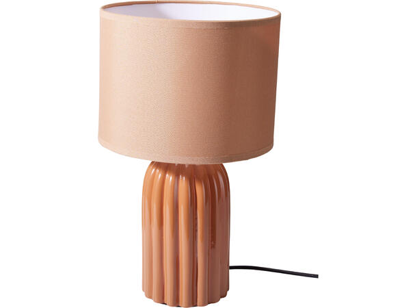 Lampe keramikk stripet brun m/skjerm h:38cm Lyspære E14 Max 40W 