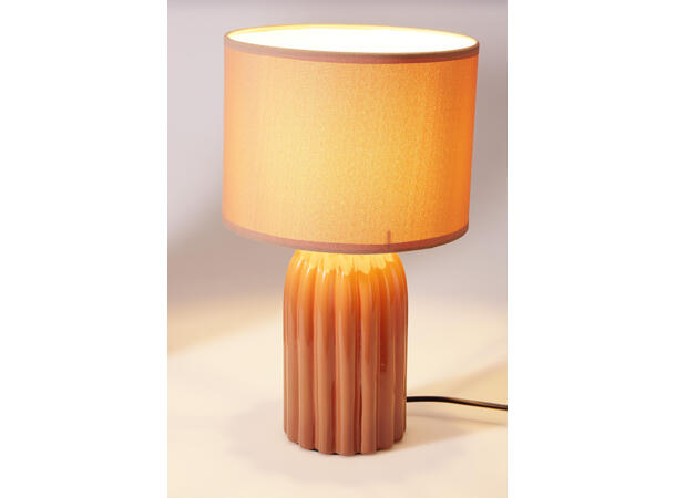 Lampe keramikk stripet brun m/skjerm h:38cm Lyspære E14 Max 40W 