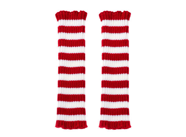 Leggvarmer rød m/hvit 90% akryl, 10% elastan 