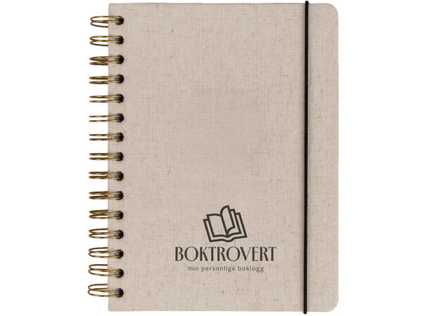 Loggbok Boktrovert 15x20cm 80g 96ark Lin Elastisk bånd Spiral Penn Krem papir 