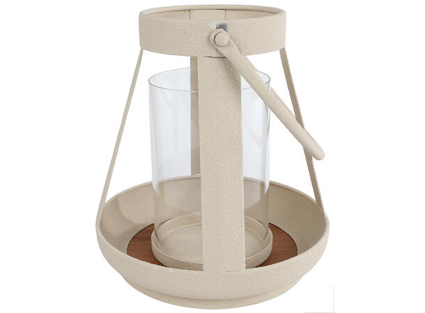 Lykt krem metall/tre 20x20x21cm 