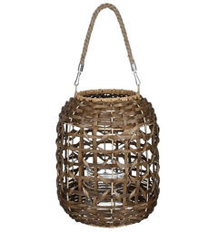 Lykt natur glass, flettet 24x24x28cm