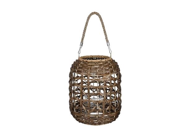 Lykt natur glass, flettet 24x24x28cm 