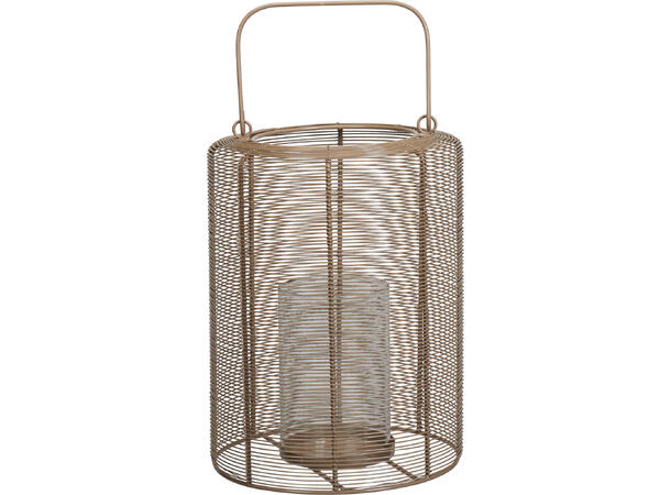 Lykt spiler 23x33cm metall glass beige Vekt: 1515g 