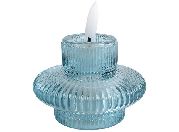 Lysestake LED stripet glass 8x8,5cm 4ass Forpakning 24stk 